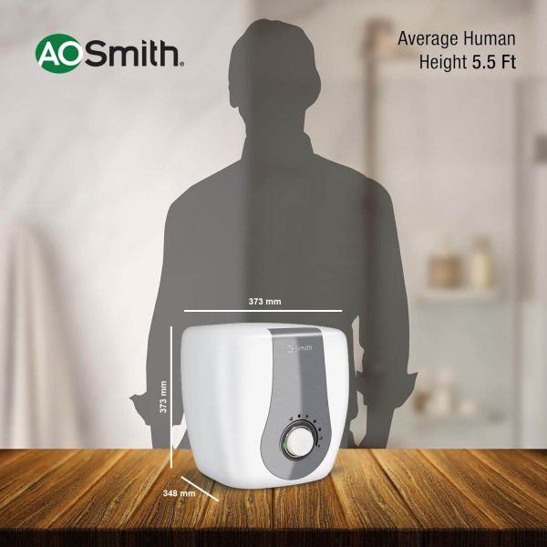 AO Smith Finesse, 15 Litre 5 Star Vertical Storage Geyser with Blue Diamond Technology and Smart Mode, White