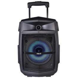 Akai PM-80T, 80 Watts Bluetooth Trolley PartySpeaker with 6 Hours Battery Backup and Wireless Mic, Black