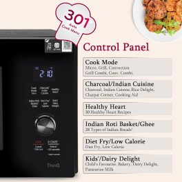 LG MJEN286UFW, 28 Litre Charcoal Convection Microwave with Glass Touch & Dial and Wi-Fi, Black