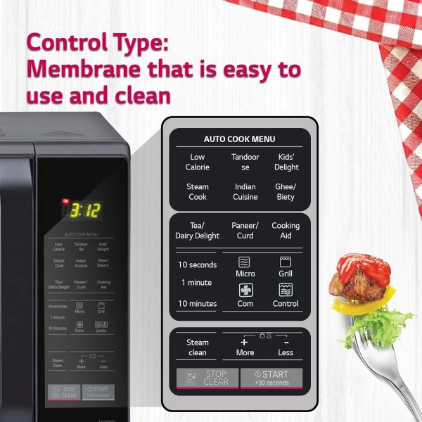 LG MC2846BG, 28 Litre Convection Microwave Oven with Stainless Steel Cavity, Black