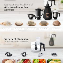 PHILIPS HL7707, 750 Watts 4 Jar Mixer Grinder with Food Processor Jar, Black