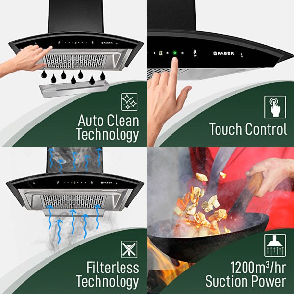 Faber 60 cm Kitchen Chimney (Hood Crest Plus HC SC BK 60, Black)