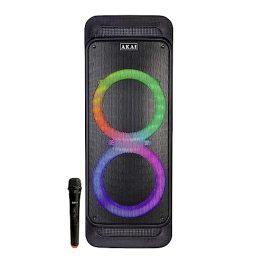 AKAI PartyMate Pro PM 80P Wireless Bluetooth Party Speaker 80W RMS Dynamic Light Show Upto 8Hrs Playtime Portable Outdoor Party Tower Speaker Karaoke Support with Wireless Mic Black 0