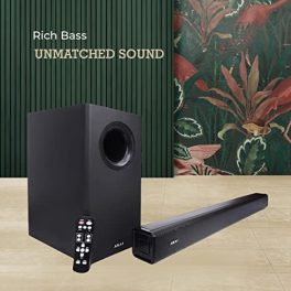 AKAI SB 140 140W RMS Digital Multimedia Soundbar with Wired Subwoofer for Extra Deep Bass 21 Channel Surround Home Theatre with Remote HDMI ARC AUX USB Bluetooth Optical Connectivity 140W 0 3