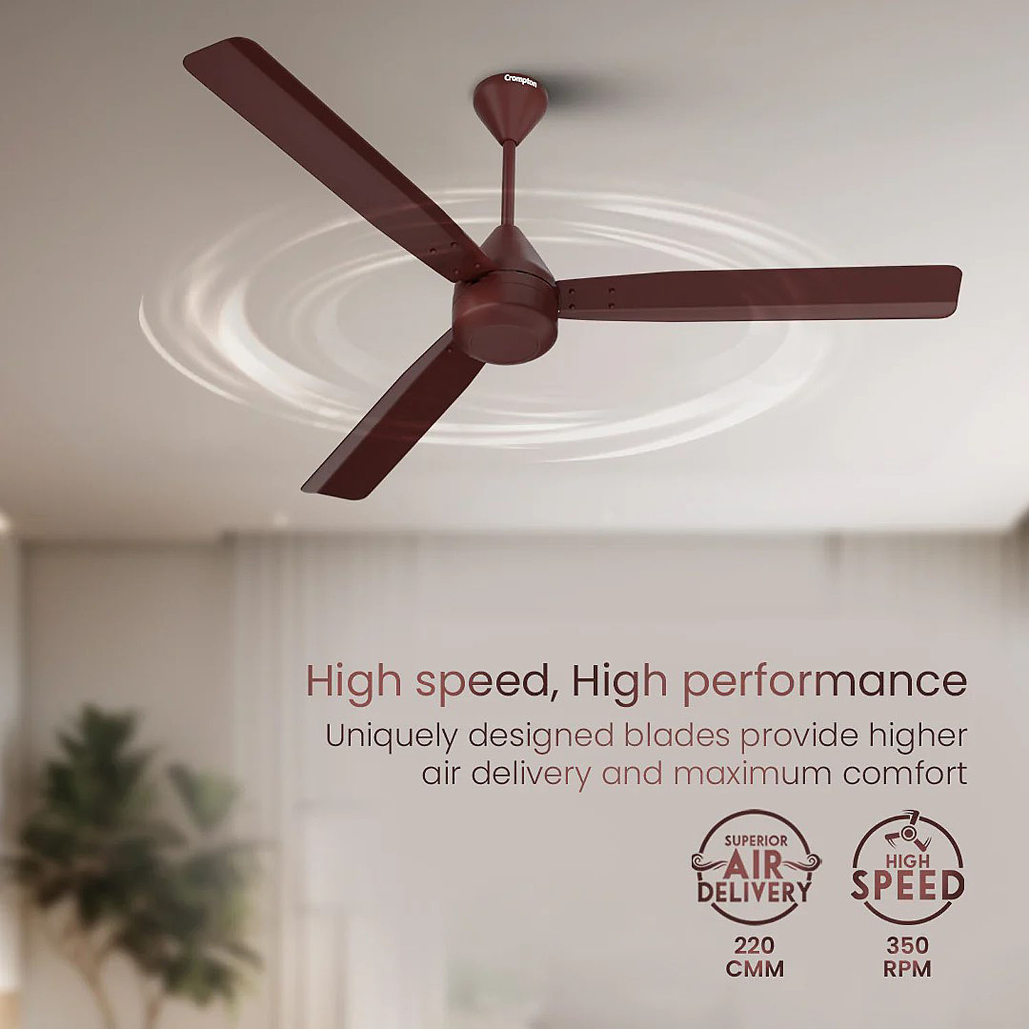 Crompton 1200MM (48Inch) 5Star BLDC Ceiling Fan with Remote, Double Ball Bearing and Anti Dust Design, Cofffee Brown, ENERGION Crompton 1200MM (48Inch) 5Star BLDC Ceiling Fan with Remote, Double Ball Bearing and Anti Dust Design, Cofffee Brown, ENERGION