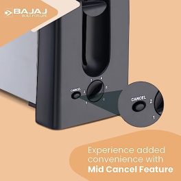 Bajaj ATX 3 750 Watt Pop up Toaster 2 Slice Automatic Pop up Toaster Dust Cover Slide Out Crumb Tray 6 Level Browning Controls 2 Year Warranty by Bajaj BlackSilver Electric Toaster 0 1