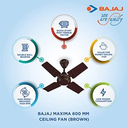 Bajaj Maxima 600 mm Ceiling Fan Brown 0 1