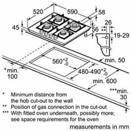 Bosch Sealed Tempered Glass Gas Hob black 0 5