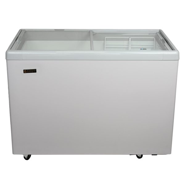 Elanpro 400 Litre Double Door Glass Top Deep Freezer with Toughened Glass, Grey, EKG405