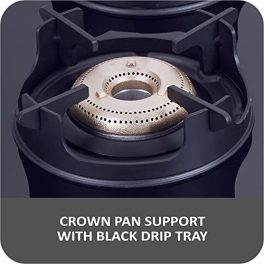 Elica Crest 4 Burner Gas Stove with Crown Design Pan Support and Forged Brass Burners CREST 460 J NERO Black 0 3