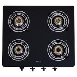 Elica Vetro 594 Ct Vetro Blk Ss Glass Top 4 Brass Burner Gas Stove Black Open 0 0