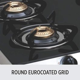 Elica Vetro 594 Ct Vetro Blk Ss Glass Top 4 Brass Burner Gas Stove Black Open 0 3