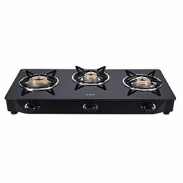 Elica Vetro Glass Top 3 Burner Gas Stove with 1 Jumbo Burner CT VETRO 370 J 0 0