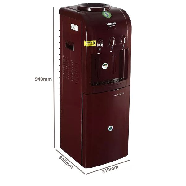 Voltas Water Dispenser with Refrigerator with Normal, Cold and Hot Tap, Maroon, Pearl-RR