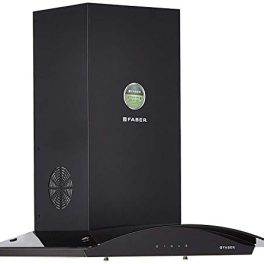Faber 60 cm 1095 mhr curved glass Kitchen Chimney HOOD FEEL 3D T2S2 BK TC LTW 60 Baffle Filter Touch Control Black 0 2