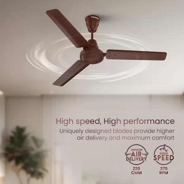 Crompton 48 Inch 5 Star BLDC Ceiling Fan with Remote, Double Ball Bearing and Anti Dust Design, Walnut Brown, ENERGION