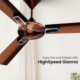 Crompton 1200MM (48 Inch) Ceiling Fan with 100% Copper Winding, Anti Rust Blade and Double Ball Bearing, Walnut Brown, GIANNA