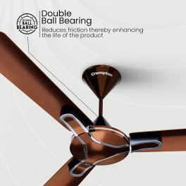 Crompton 1200MM (48 Inch) Ceiling Fan with 100% Copper Winding, Anti Rust Blade and Double Ball Bearing, Walnut Brown, GIANNA
