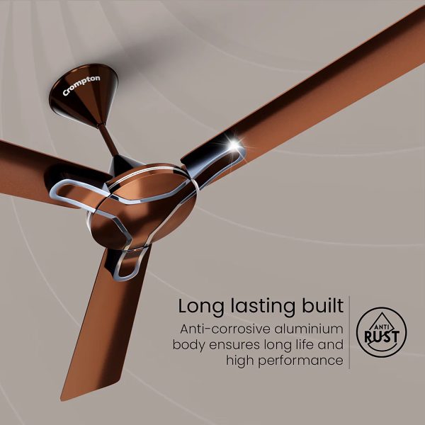 Crompton 1200MM (48 Inch) Ceiling Fan with 100% Copper Winding, Anti Rust Blade and Double Ball Bearing, Walnut Brown, GIANNA