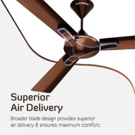 Crompton 1200MM (48 Inch) Ceiling Fan with 100% Copper Winding, Anti Rust Blade and Double Ball Bearing, Walnut Brown, GIANNA