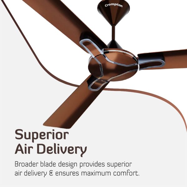 Crompton 1200MM (48 Inch) Ceiling Fan with 100% Copper Winding, Anti Rust Blade and Double Ball Bearing, Walnut Brown, GIANNA