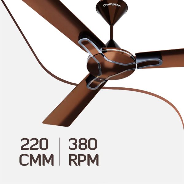 Crompton 1200MM (48 Inch) Ceiling Fan with 100% Copper Winding, Anti Rust Blade and Double Ball Bearing, Walnut Brown, GIANNA
