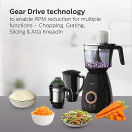 PHILIPS HL7707, 750 Watts 4 Jar Mixer Grinder with Food Processor Jar, Black
