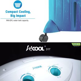 Symphony 31 Liter Personal Air Cooler with Honeycomb Pad & Blower, White, HICOOL 31T
