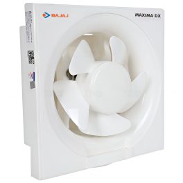 Bajaj 200MM (8 Inch) Exhaust Fan with 100% Copper Motor, Rust Free Body and Back shutter, White, MAXIMA DXL