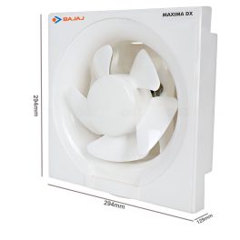 Bajaj 200MM (8 Inch) Exhaust Fan with 100% Copper Motor, Rust Free Body and Back shutter, White, MAXIMA DXL