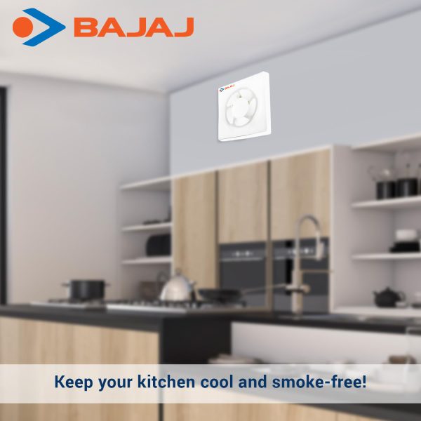 Bajaj 200MM (8 Inch) Exhaust Fan with 100% Copper Motor, Rust Free Body and Back shutter, White, MAXIMA DXL