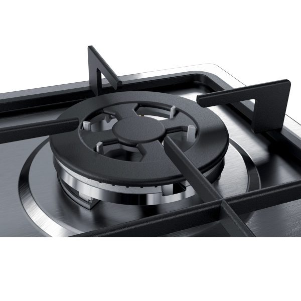 Bosch 4 Burner Hob with Stainless Steel Design, Tilt and Stay for easy cleaning of Cooktop, Silver, PGH6B5B60i