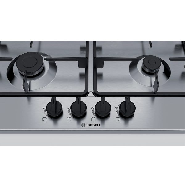 Bosch 4 Burner Hob with Stainless Steel Design, Tilt and Stay for easy cleaning of Cooktop, Silver, PGH6B5B60i