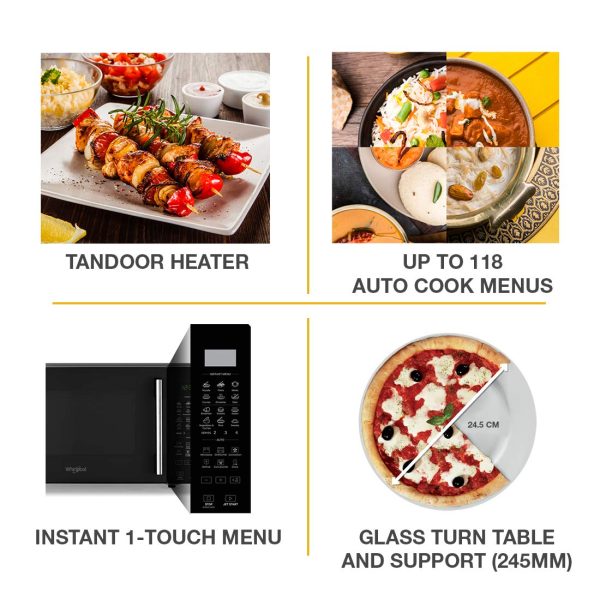 Whirlpool 20 Litre Convection Microwave with Smart Fry and Tandoor Heater, Black, MAGICOOK PRO 22CE