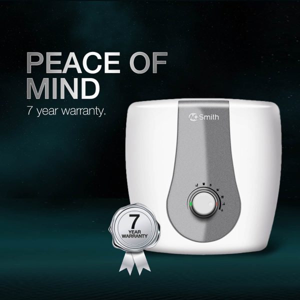 AO Smith Finesse, 15 Litre 5 Star Vertical Storage Geyser with Blue Diamond Technology and Smart Mode, White