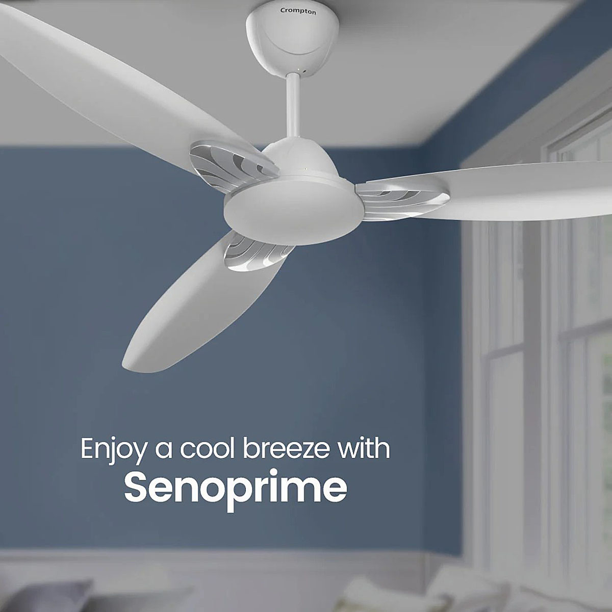 Crompton 1200MM (48 Inch) Ceiling Fan with High Speed, Anti Dust and Double Ball Bearing, Cool Grey, SENO PRIME Crompton 1200MM (48 Inch) Ceiling Fan with High Speed, Anti Dust and Double Ball Bearing, Cool Grey, SENO PRIME