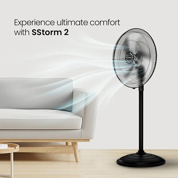 Crompton Storm 2 Pedestal Fan, 18 Inch Powerful Wall Fan with 100 CMM, 1400 RPM High Speed Delivery and 3 Speed Settings, Black