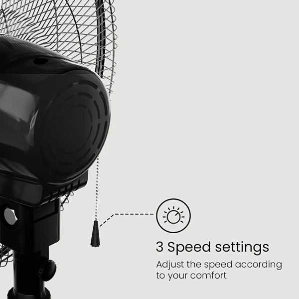 Crompton Storm 2 Pedestal Fan, 18 Inch Powerful Wall Fan with 100 CMM, 1400 RPM High Speed Delivery and 3 Speed Settings, Black