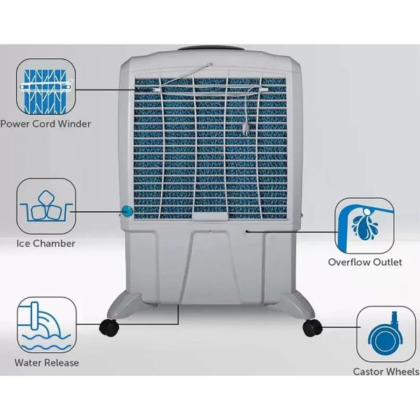 Symphony 75 Liter Desert Air Cooler with Honeycomb Pad and Powerful Fan, Grey, Sumo 75XL