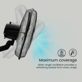 Crompton Wall Fan, 18 Inch Powerful Wall Fan with 100 CMM, 1400 RPM High Speed Delivery and 3 Speed Settings, Black, STORM 2