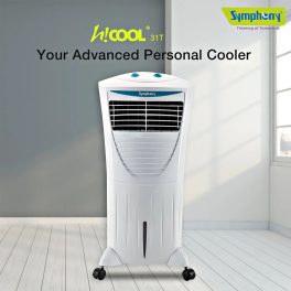 Symphony 31 Liter Personal Air Cooler with Honeycomb Pad & Blower, White, HICOOL 31T