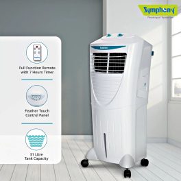 Symphony 31 Liter Personal Air Cooler with Honeycomb Pad & Blower, White, HICOOL 31T