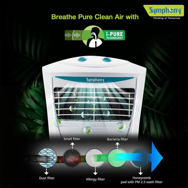 Symphony Air Cooler with Honeycomb Pad Blower, White, HICOOL 45T