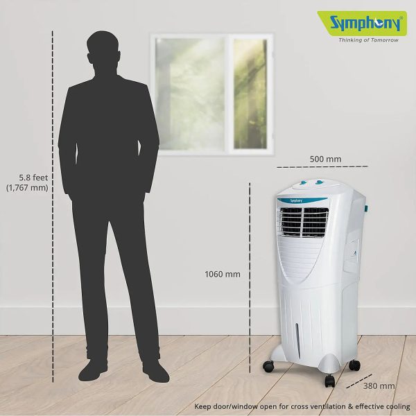Symphony Air Cooler with Honeycomb Pad Blower, White, HICOOL 45T