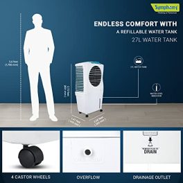Symphony Ice Cube 27 Personal Air Cooler For Home with Powerful Fan 3 Side Honeycomb Pads i Pure Technology and Low Power Consumption 27L White 0 3