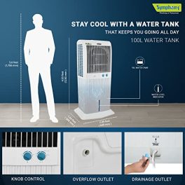 Symphony Storm C 100 XL Desert Air Cooler For Home with Honeycomb Pads Powerful Fan i Pure Technology and Low Power Consumption 100L White 0 3
