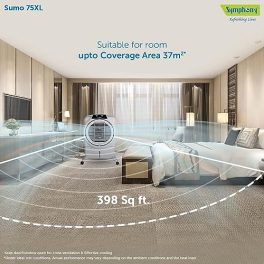 Symphony Sumo 75 XL Desert Air Cooler For Home with Honeycomb Pads Powerful Air Fan i Pure Console and Low Power Consumption 75L Grey 0 1