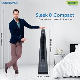Symphony Surround i High Speed Bladeless Technology Tower Fan for Home With Touchscreen Control Panel Remote and Swivel Action Grey 0 3