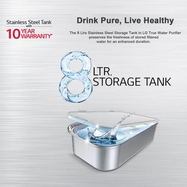 LG WW120NNC, UV+UF+HMR Water Purifier with 8 Litre Stainless Steel Tank, Crimson Rad