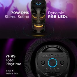 boAt 70Watts Party Speaker with 7 Hours of Battery Backup, Black, Partypal 208